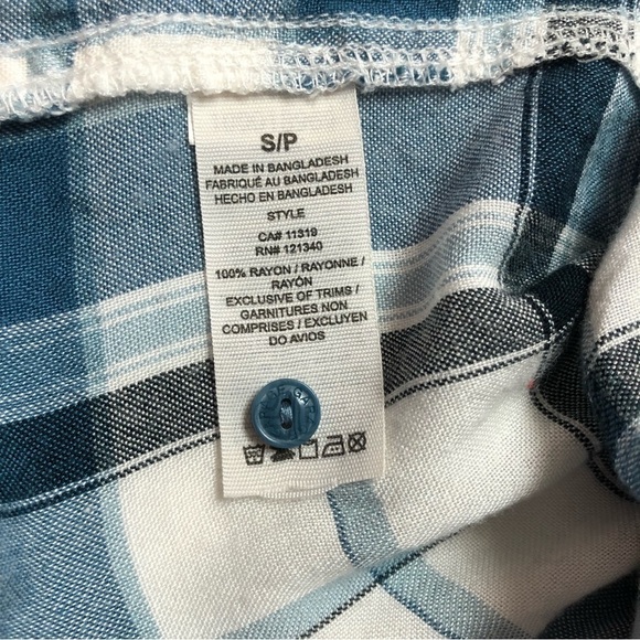 Garage Blue, Black & White Plaid Long Sleeve Button Down Shirt Size Small - Picture 4 of 8